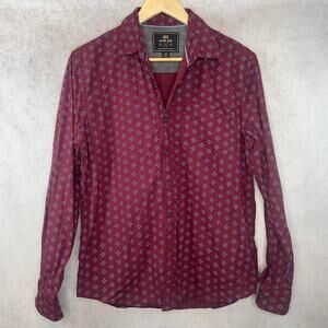 Men’s 100% Cotton Button Up Burgundy Shirt Size Medium